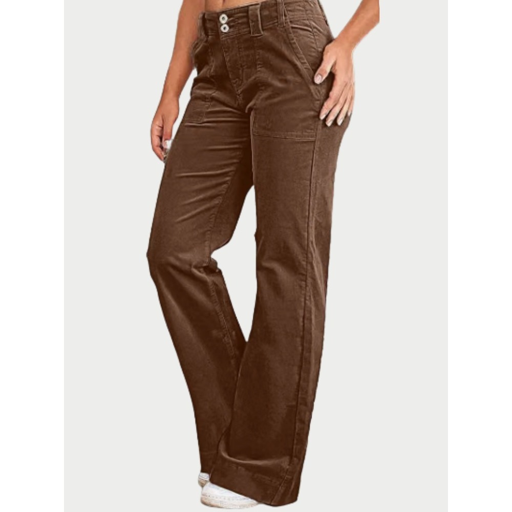 Flamingals Corduroy Straight Leg Pants Size XS Dark Brown Preppy Academia Retro